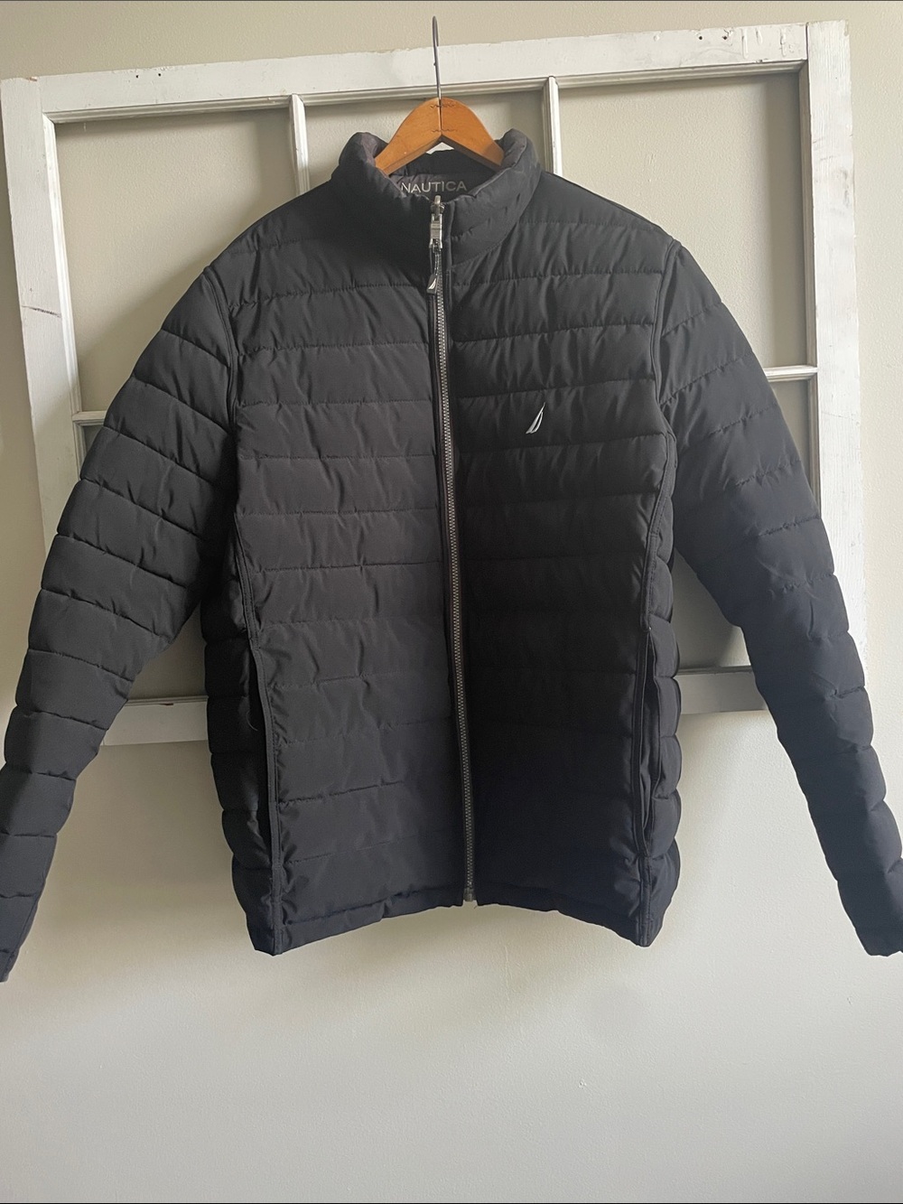 Nautica Men's Black/Gray Reversible Quilted Puffer Jacket